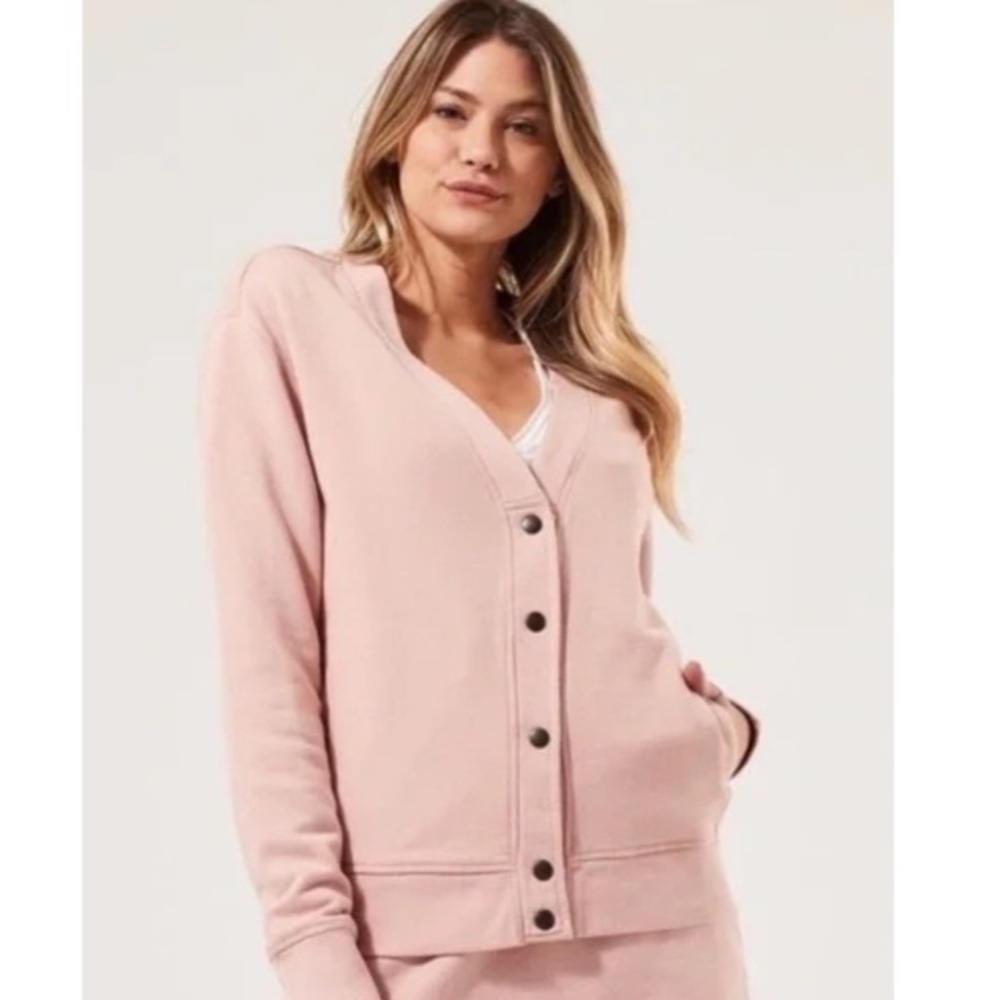 Pact Women's Essential Vintage Button-Up Cardigan/Sweatshirt Jacket in Cream - Picture 7 of 7
